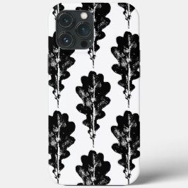 Svartvit oak Löv Skriv ut Mönster iphone case