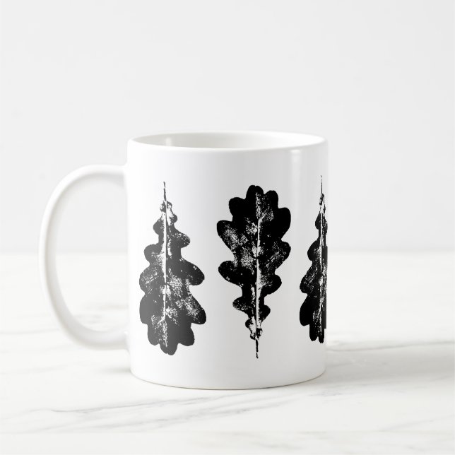 Svartvit oak Löv Skriv ut Mugg (Vänster)