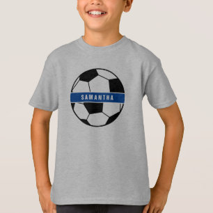 Svartvit och blå fotboll, sportmonogram t shirt