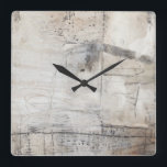 Svartvit och Bronze Fyrkantig Klocka<br><div class="desc">Black White och Bronze mig av Jennifer Goldberger. Har en grungy-stil-design med ett balk-,  grått- och brunt färg-schema.</div>