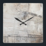 Svartvit och Bronze Fyrkantig Klocka<br><div class="desc">Black White och Bronze mig av Jennifer Goldberger. Har en grungy-stil-design med ett balk-,  grått- och brunt färg-schema.</div>
