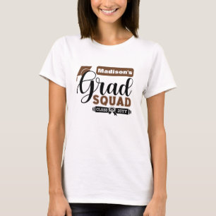 Svartvit och brun text Females vita gradruta T Shirt
