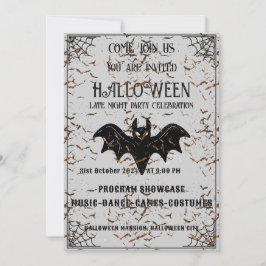 Svartvit och brun Vintage Halloween fest inbjudan