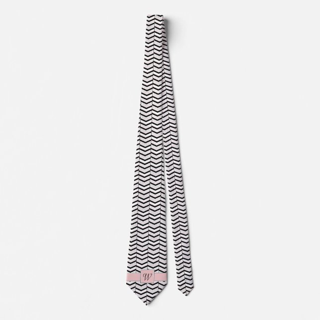 Svartvit och  Chevron Manar Neck Tie Slips (Framsida)