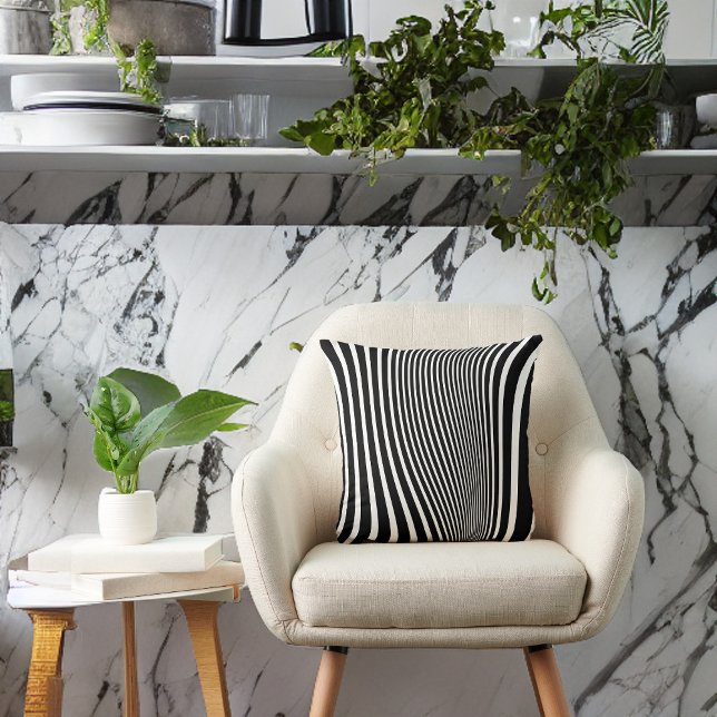 Svartvit och Curvy Faux Zebra tryck Kudde (Skapare uppladdad)