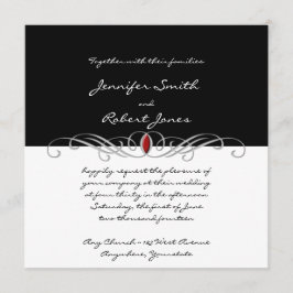 Svartvit och för Rubybrytningbröllop inbjudan