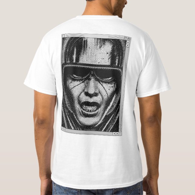 Svartvit och Grått 90s Retro Pixel Pilot T Shirt (Baksida)