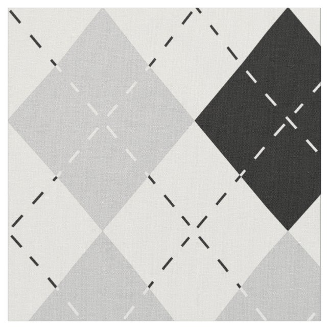 Svartvit och Grått Argyle Tyg (Närbild)