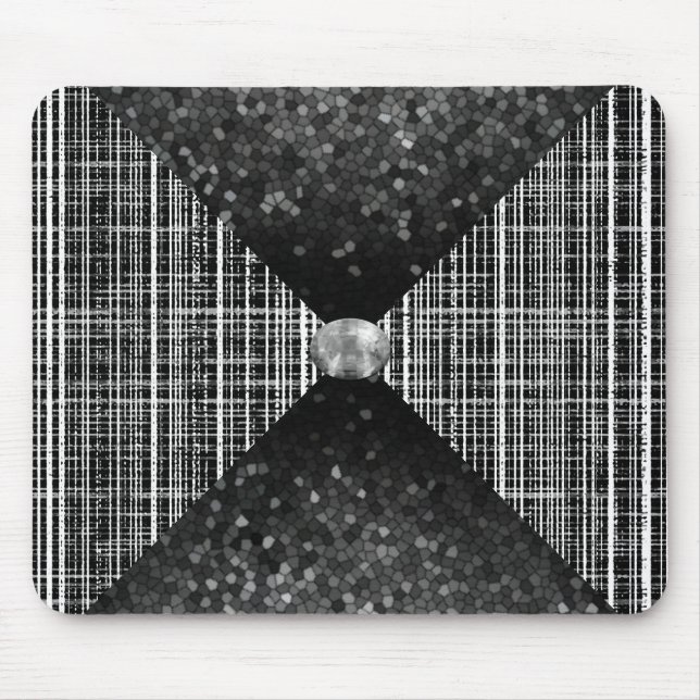 Svartvit, och Grått Check Mönster Musmatta (Framsidan)