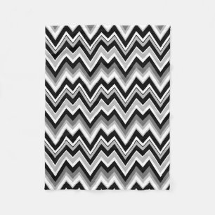 Svartvit och Grått Chevron Zigzag Mönster Fleecefilt