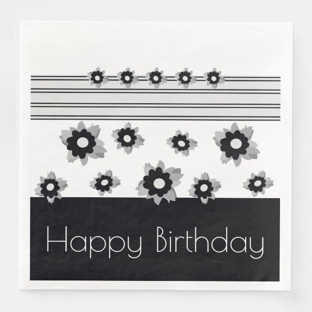 Svartvit och Grått Pappersservett (Framsida)