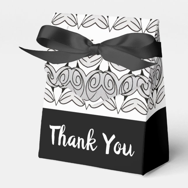 Svartvit och Grått Presentaskar (Framsidan Sidan)