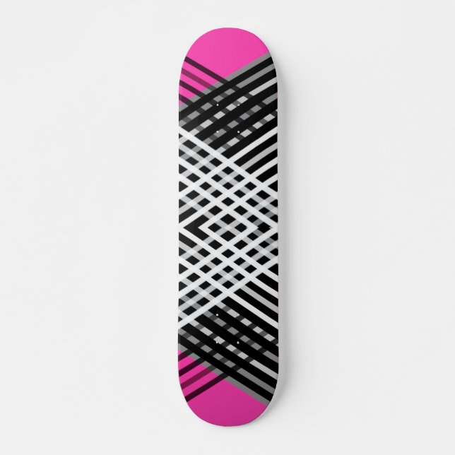 Svartvit och grått-sammanflätat rand på en mini skateboard bräda 18,5 cm (Framsida)