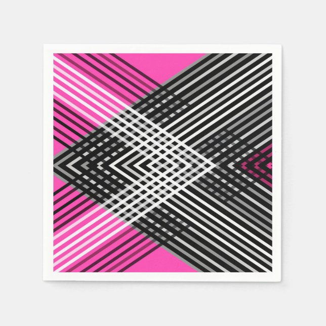 Svartvit och grått-sammanflätat rand på en pappersservett (Framsidan)