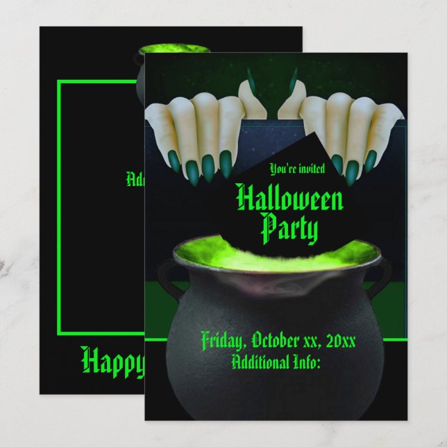 Svartvit och Grönt - fönster Inbjudningar (Fram/baksida)