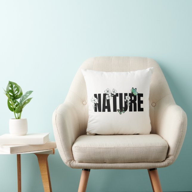 Svartvit och Grönt Natur Dekorativ kudde (Stol)