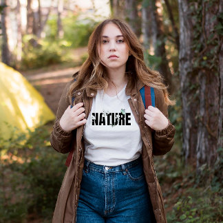Svartvit och Grönt Natur T-Shirt