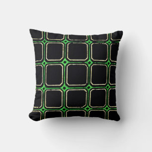 Svartvit och Grönt Retro Stil Mönster Pillow Kudde