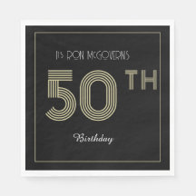 Svartvit och Guld 50:e födelsedag Retro Rand Skriv