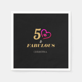 Svartvit och Guld 50:e Födelsedagsfestens Pappra p Pappersservett