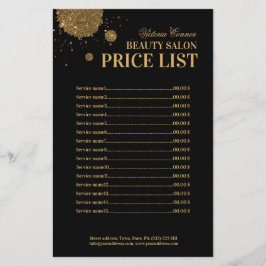 Svartvit och Guld Beauty Salon New Pris List Flygblad