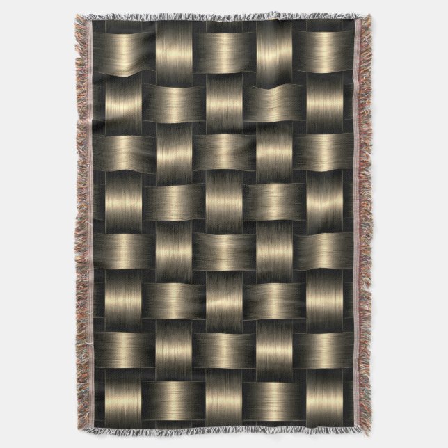 Svartvit och Guld Blanket Golden Lattice Filt (Framsidan Vertikal)