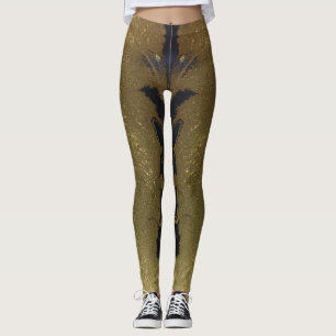 Svartvit och Guld Chic Swirl Modern Abstrakt Leggings
