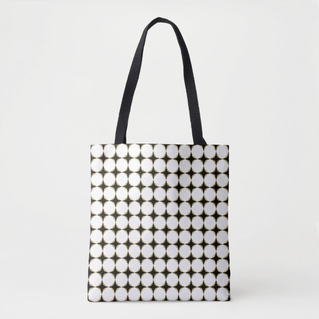 Svartvit och Guld Geometric Tote Bag Tygkasse (Framsida)