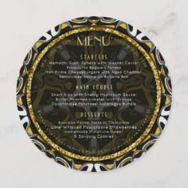 Svartvit och Guld Geometry Bröllop Round Meny