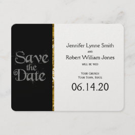 Svartvit och Guld Glitter Bröllop spara datum Spara Datumet