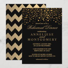 Svartvit och Guld Konfetti Rehearsal Middag