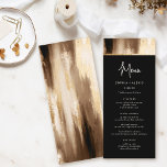 Svartvit och Guld Mörk Abstrakt Vattenfärg Bröllop Meny<br><div class="desc">Önska dina gäster med vår smakfulla bröllop-meny. Chicens minimalistiska typografi utmärker sig på en mörk med vattenfärg,  förbättrad med faux guld accents. Den svarta övertäckningen visar på ett snyggt sätt de menyalternativ du kan ta bort.</div>