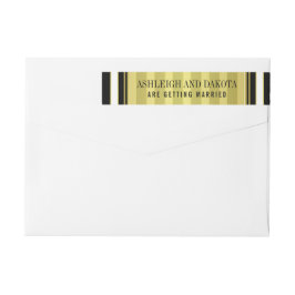 Svartvit och Guld Rand Bröllop Etikettband