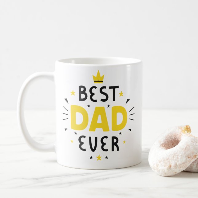 Svartvit och Gult bästa Pappa någonsin kaffe Kaffemugg (Med munk)