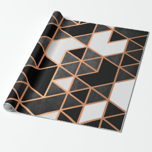 Svartvit och gyllene Mosaik Presentpapper