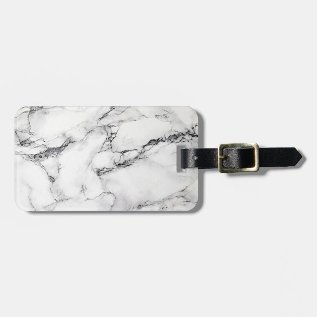 Svartvit och lätt Grått Marble Stone Mönster Bagagebricka (Horisontell Framsida)