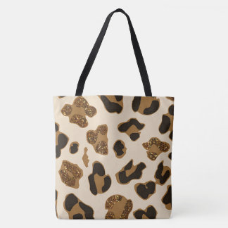 Svartvit och leopard glitter stor tocksäck tygkasse