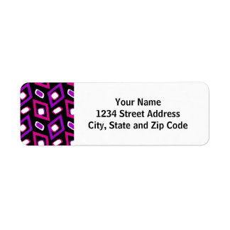 Svartvit och Lila Modern Circle Mönster Returadress Etikett
