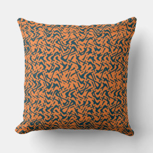 Svartvit och Orange Abstrakt Doodle Mönster Pillow Kudde