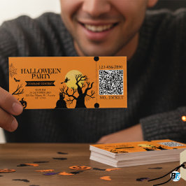 Svartvit och Orange fet Halloween fest Entry Bilje Inbjudningar