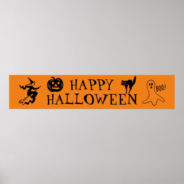 Svartvit och orange från happy halloween poster (Framsidan)