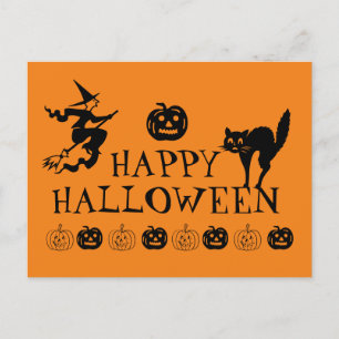 Svartvit och orange från happy halloween vykort