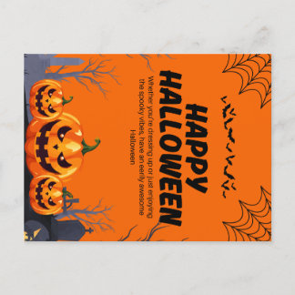 Svartvit och Orange Happy halloween Poster Vykort