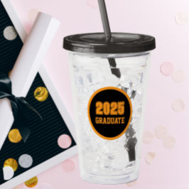 Svartvit och Orange runt Student år Take Away Mugg