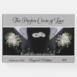 Svartvit och Ringar Gay Bröllop 2 Grooms Gästböcker