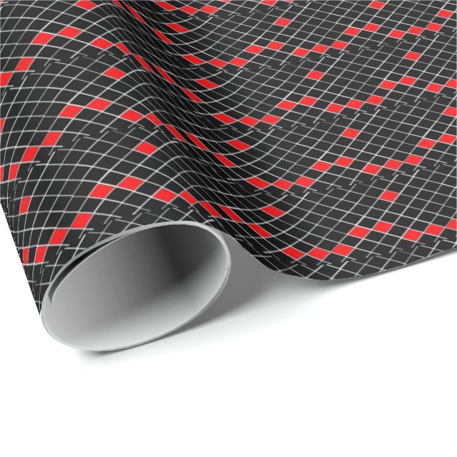 Svartvit och röd diamant mönster presentpapper (Rullad Hörn)
