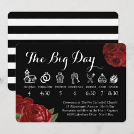 Svartvit och Röd ros Bröllop, tidslinje Inbjudningar