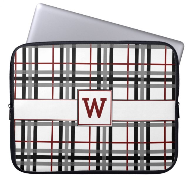 Svartvit och rödblekt Laptop sleeve (Framsidan)