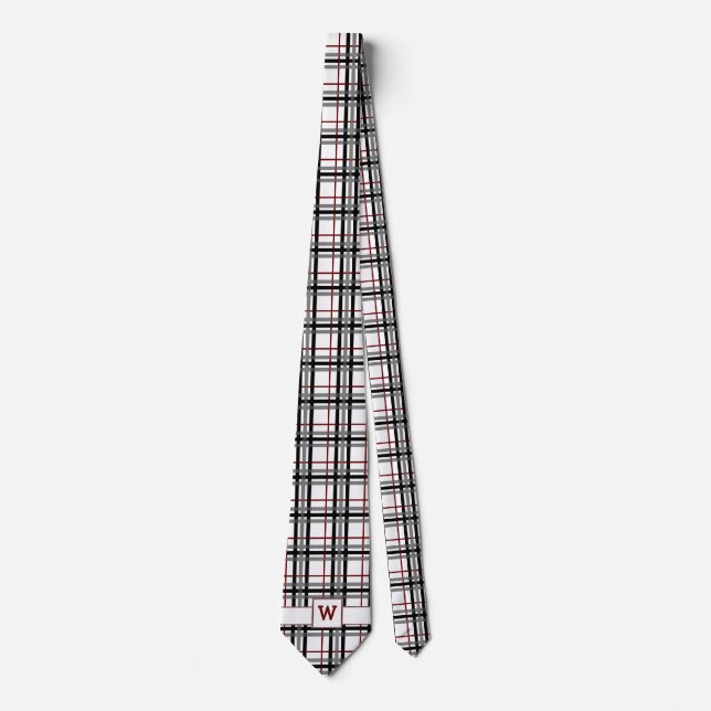 Svartvit och rödblekt Manar Neck Tie Slips (Framsida)