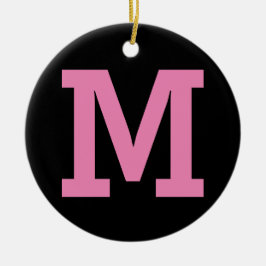 Svartvit och Rosa Anpassningsbar Stor Brev Solid Julgransprydnad Keramik